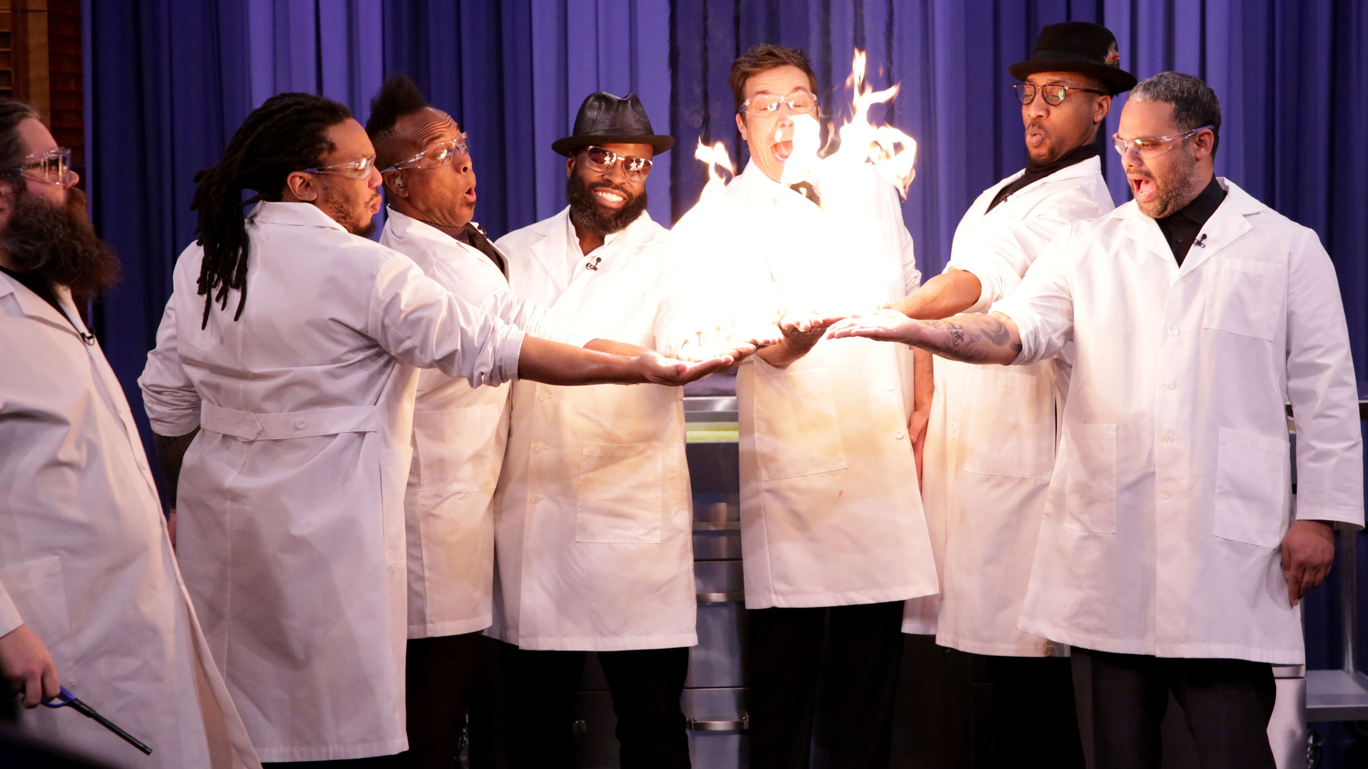 Science Expert Kevin Delaney Lights Jimmy Fallon and The Roots' Hands on Fire