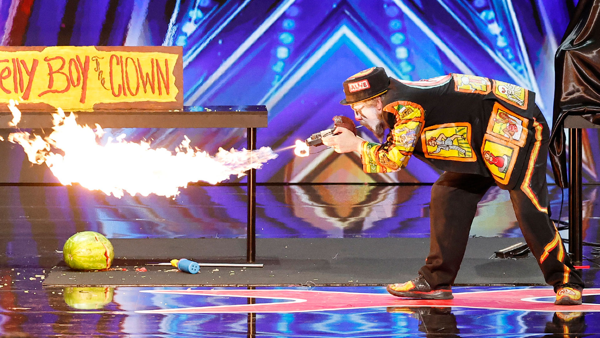 Watch America's Got Talent Clip: Jelly Boy the Clown SCARES the Crowd with JAW-DROPPING Stunts! | Auditions | AGT 2024 | NBC - NBC.com