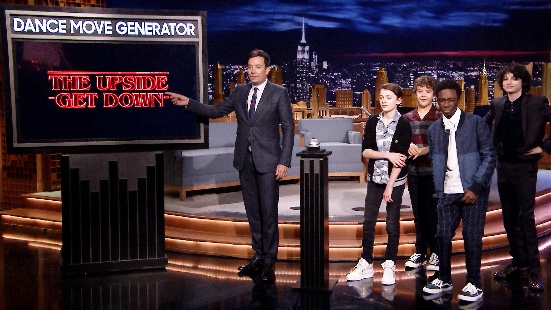 Millie Bobby Brown, Finn Wolfhard, Gaten Matarazzo, Caleb McLaughlin, Noah Schnapp and Sadie Sink on null