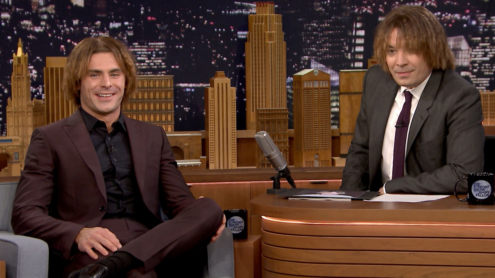 Zac Efron and Jimmy Try Out Zac's Crimped Eighth-Grade Hairstyle