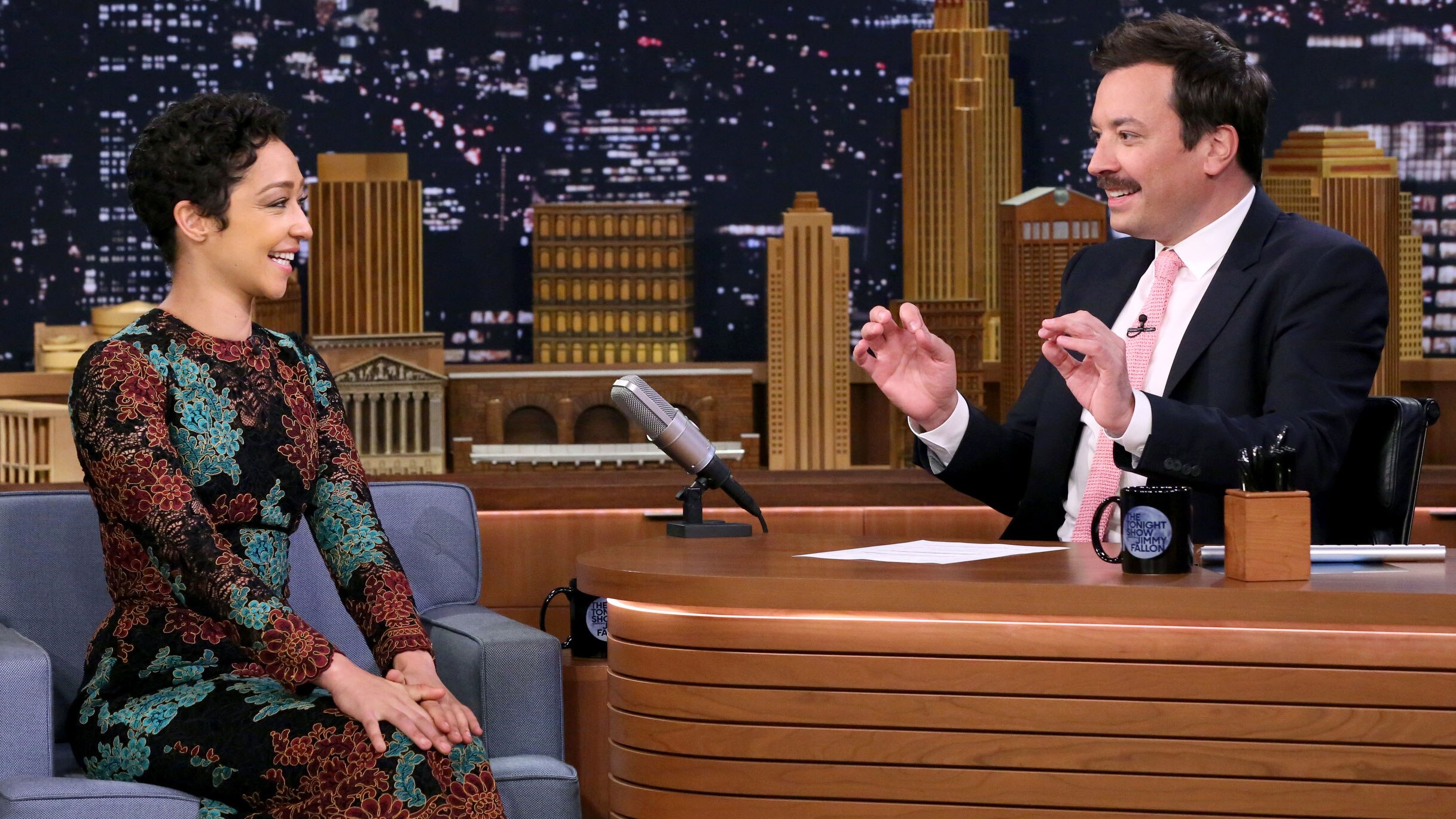 Ruth Negga Gets Distracted by Jimmy's '80s Irish Politician Mustache