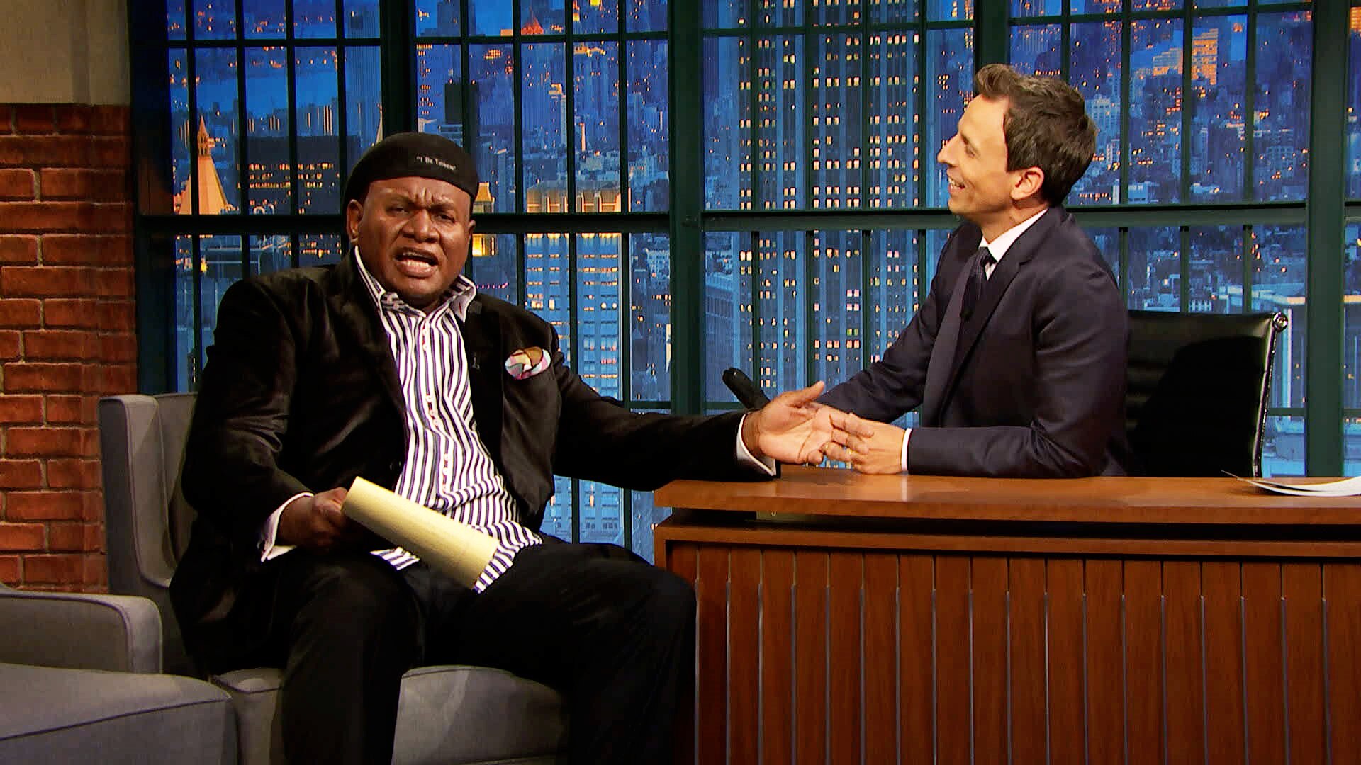 Watch Late Night With Seth Meyers Interview: George Wallace Tries Out ...