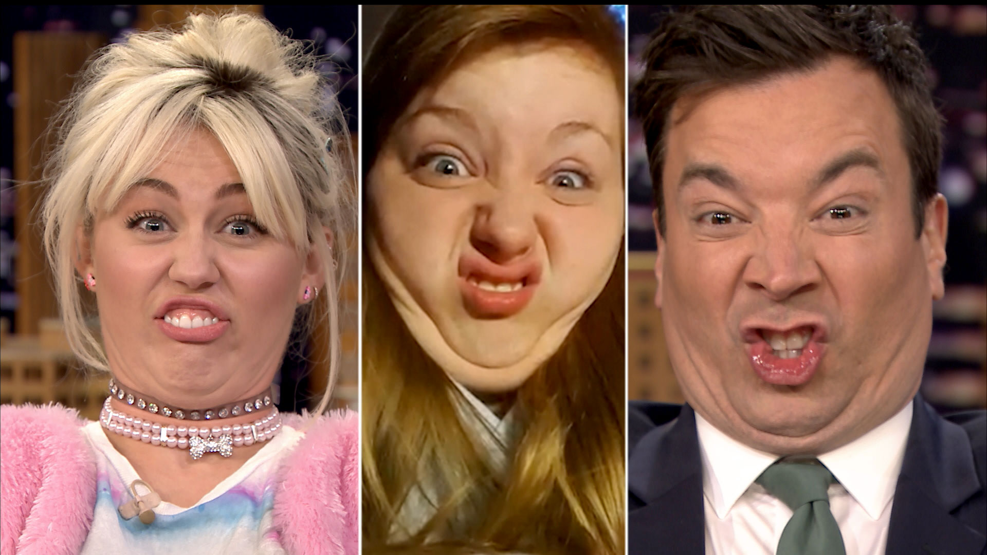 Watch The Tonight Show Starring Jimmy Fallon Highlight Funny Face Off With Miley Cyrus 7799