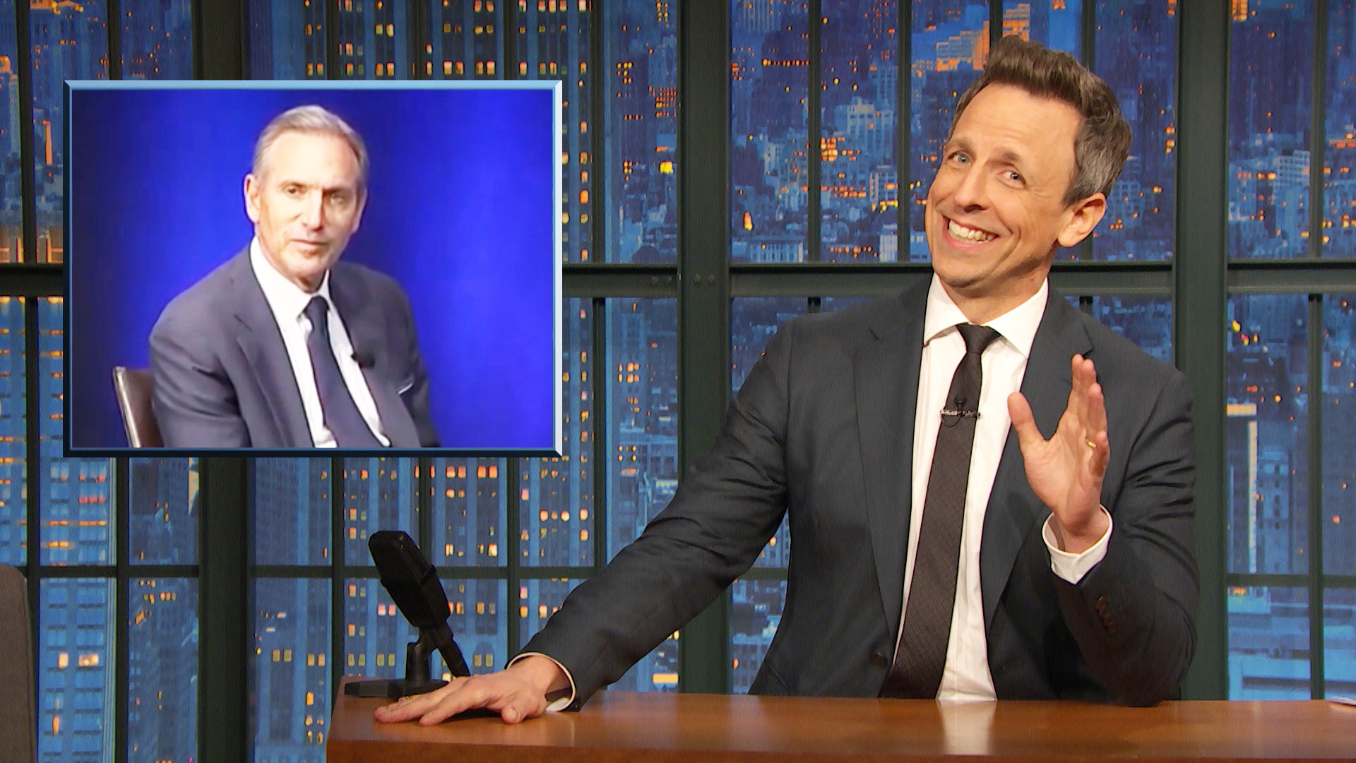 Watch Late Night with Seth Meyers Highlight Howard Schultz and Cliff Sims Flail in Interviews