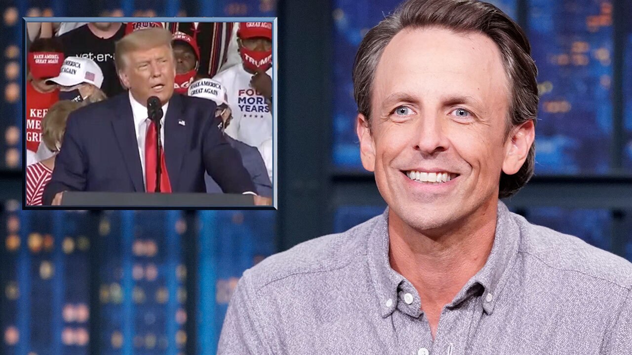 Watch Late Night With Seth Meyers Highlight Trump Holds Unhinged North Carolina Rally Without 