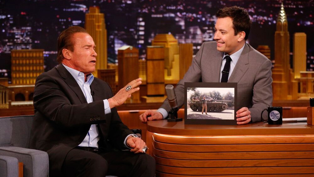 Watch The Tonight Show Starring Jimmy Fallon Interview Arnold Schwarzenegger Crushes Things With Tanks Nbc Com