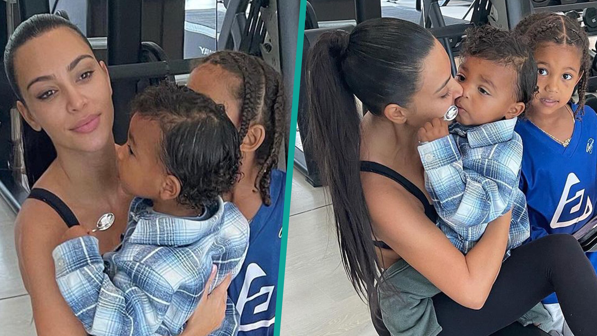 Watch Access Hollywood Interview Kim Kardashian S Sons Saint And Psalm Crash Her Workout With