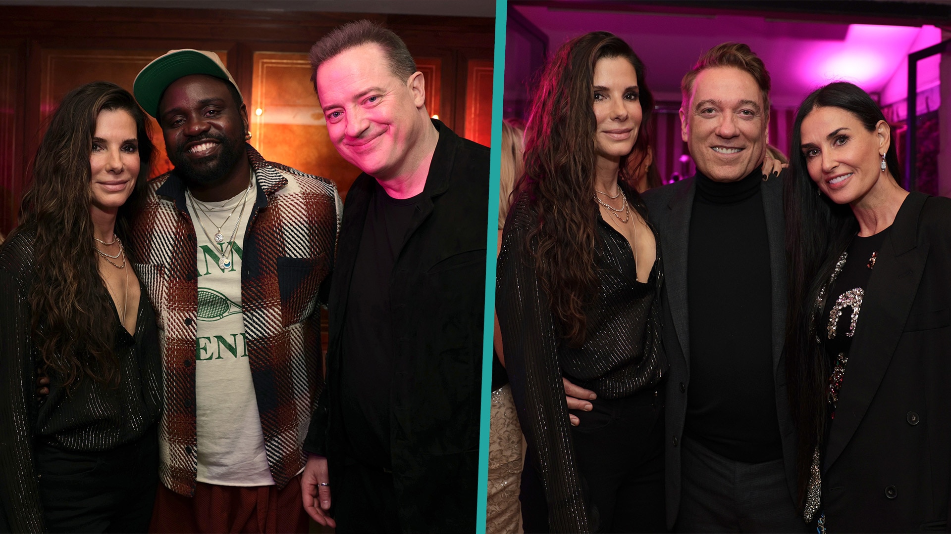 Watch Access Hollywood Highlight Sandra Bullock Poses With Brendan Fraser And Demi Moore In Rare 