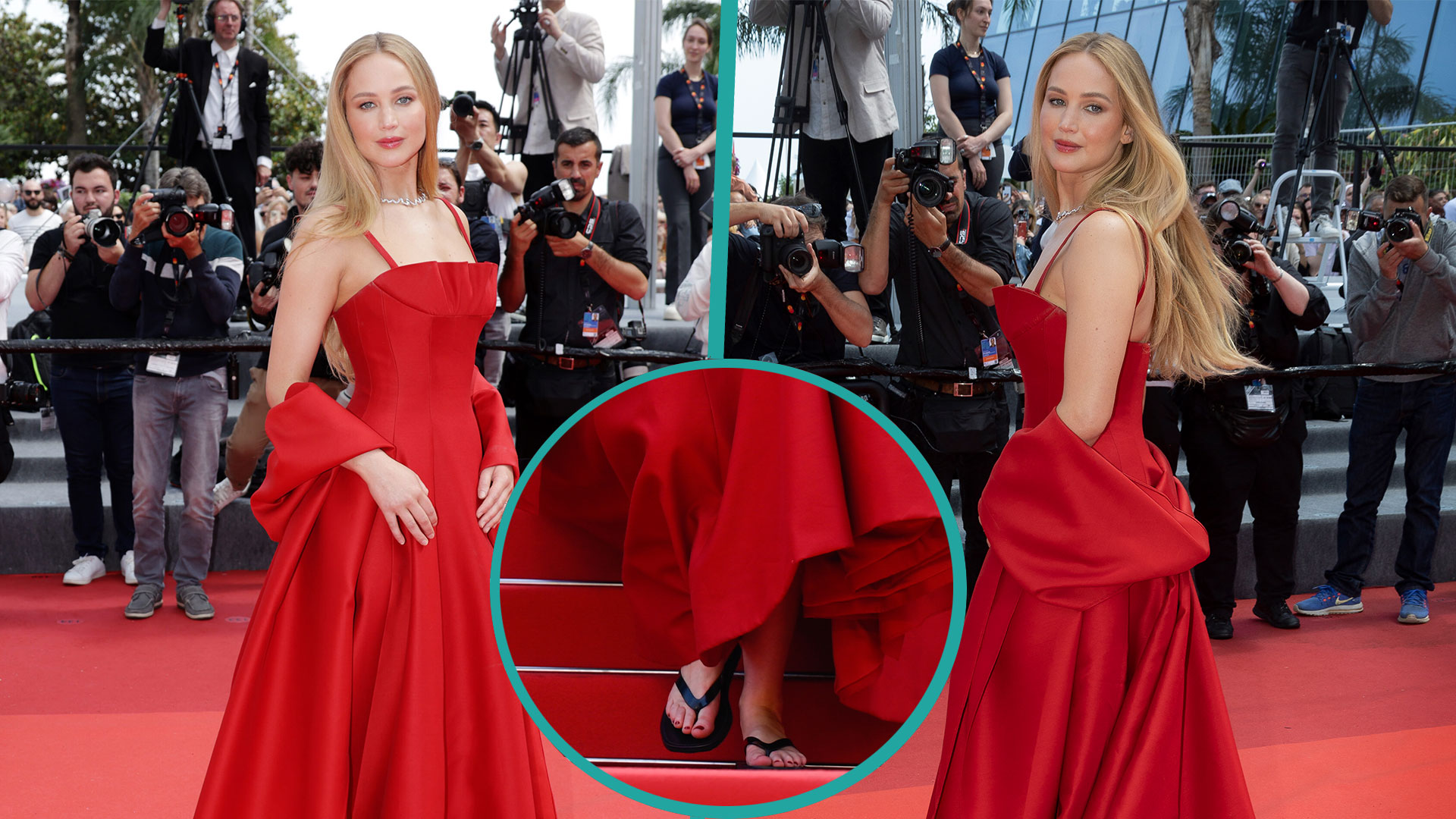 No Hard Feelings': Jennifer Lawrence Explains Her Viral Flip-Flop Moment on  Cannes Red Carpet