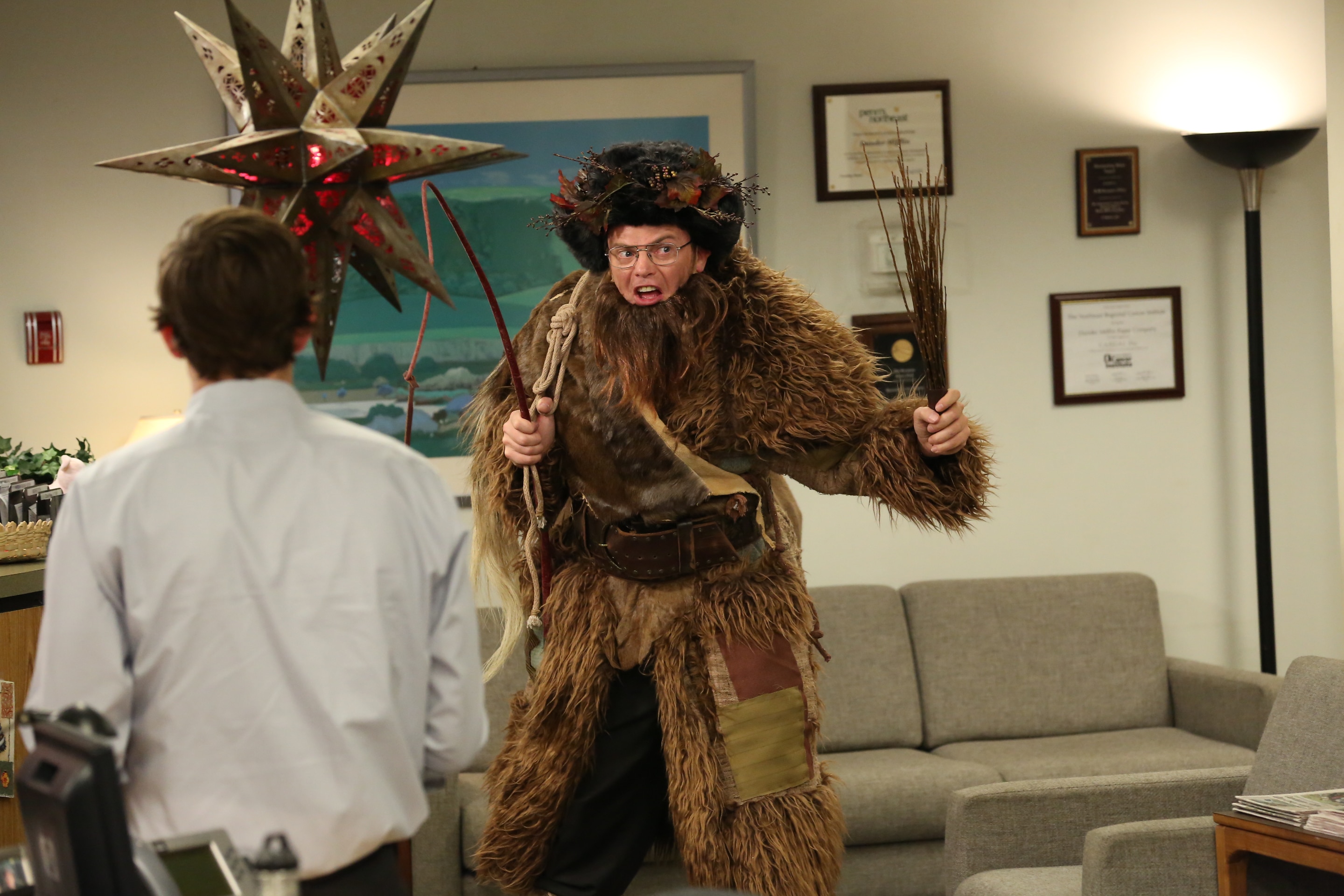 dwight dressed as belsnickel